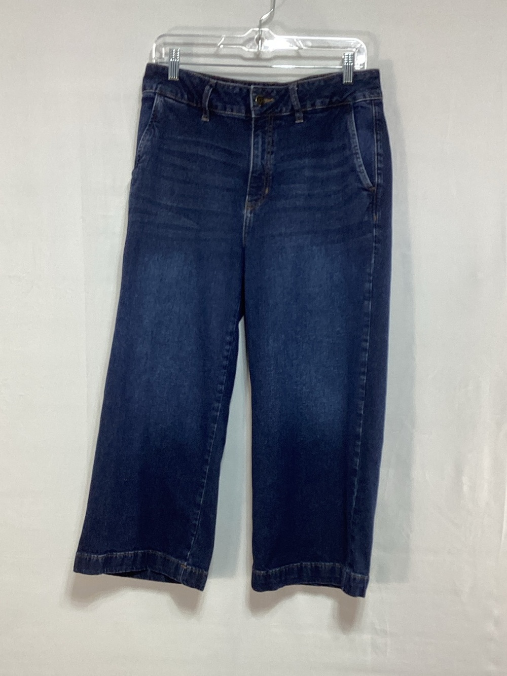Liz Claiborne Size 10 Blue Cropped Wide-Leg Jeans